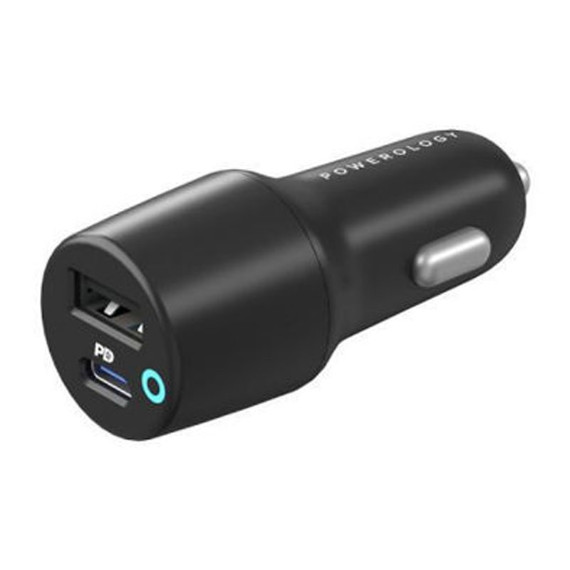 Powerology Dual Port LED Car Charger PD 45W Black