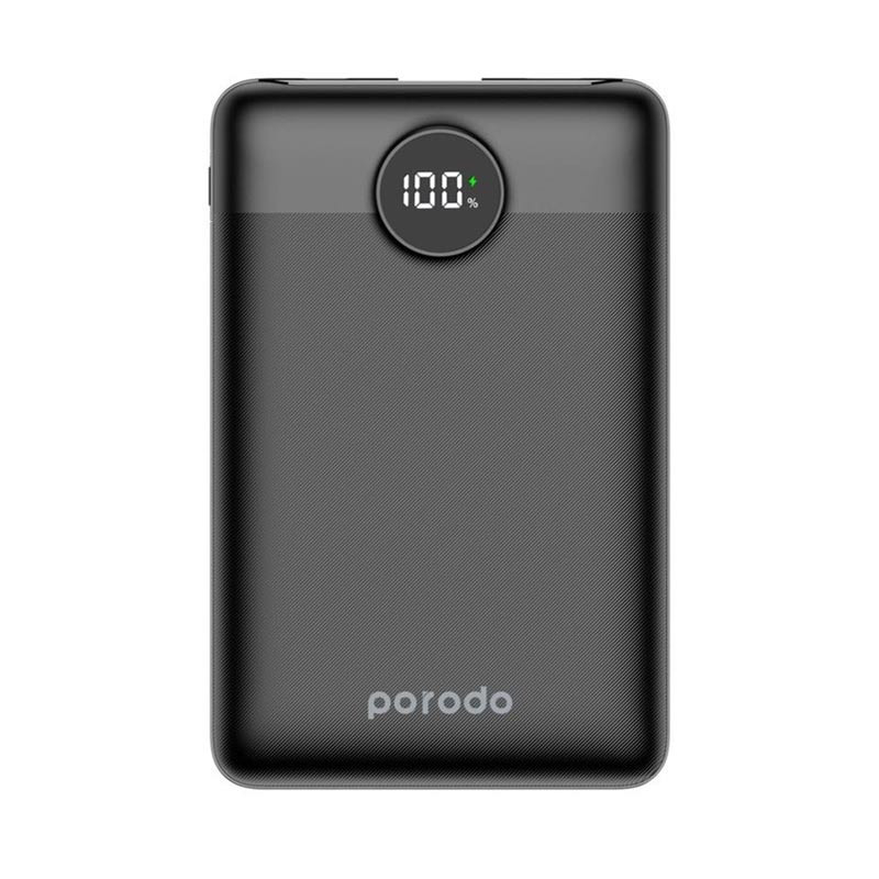 Porodo Super Slim Power Bank 10000 mAh PD 20W QC 3.0 - Black