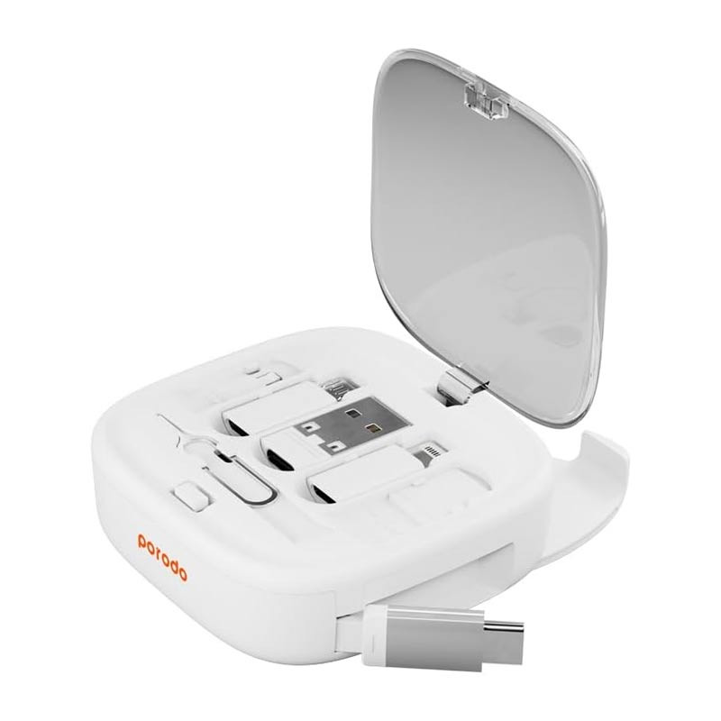 Porodo 6 in 1 Multi Function Charge Kit With 60W USB-C to USB-C Calbe White