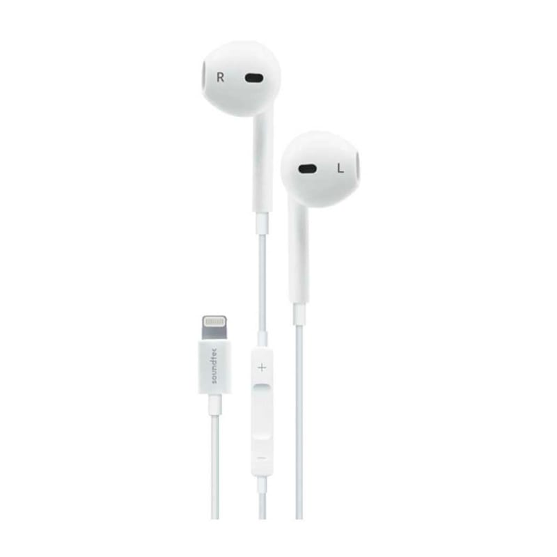 Porodo Soundtec Stereo Earphones with Lightning Connector 1.2m White