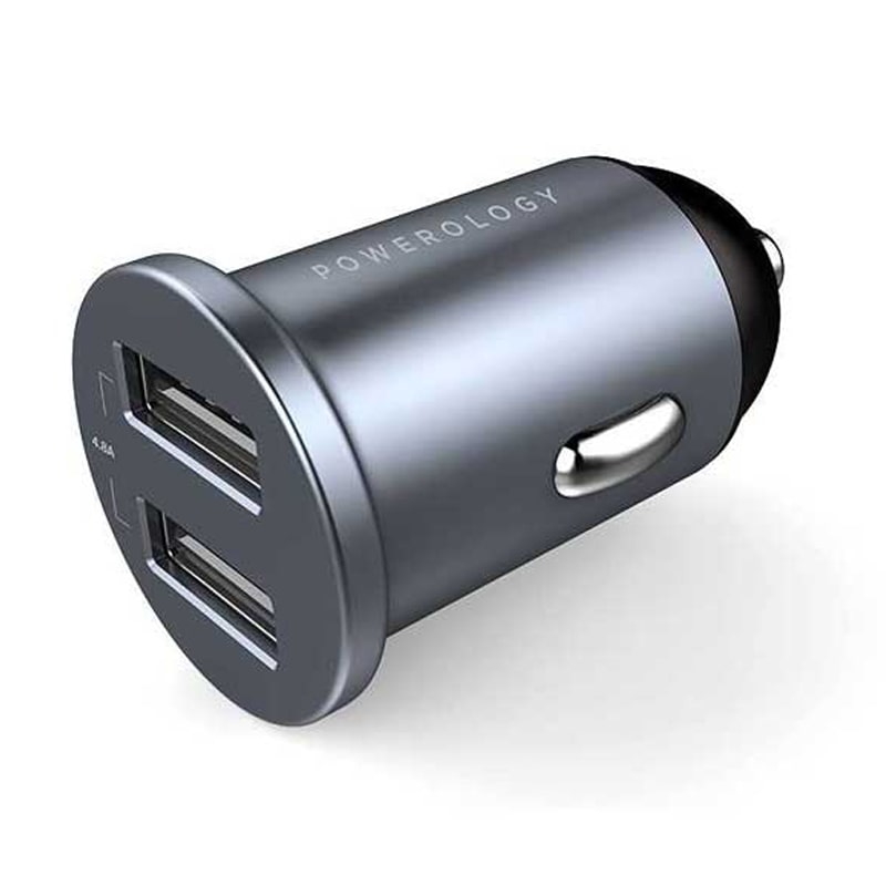 Powerology 24W Aluminum Mini Car Charger 4.8A